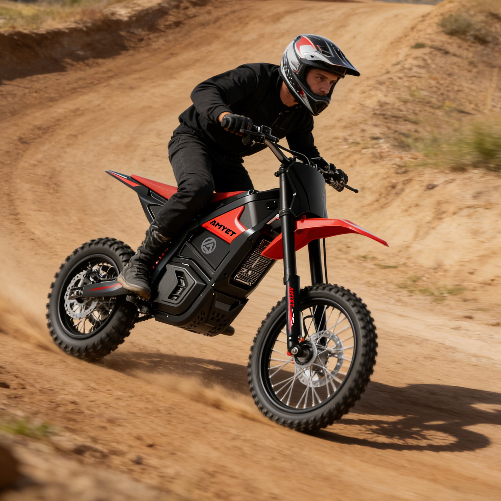 AMYET VT300 Electric Dirt Bike 3000W Peak Mid-Drive Motor, 40 MPH Electric Dirt Bike for Adults & Teens, 48V 23.4Ah Battery, 14"/12" Off-Road Fat Tire Electric Motorcycle
