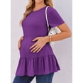 thumbnail image 5 of Weardear 3 Pack Maternity Shirts Short Sleeve Peplum Pregnancy Tunic Top Double Pleated Casual Babydoll Blouse for Women, 5 of 6