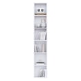 thumbnail image 4 of NEWSENDY 68.5 Inches Small Tall Narrow Corner Bookshelf, 6 Shelf Cubby Storage Organizer, Freestanding Storage Cabinet for Bedroom Library Living Room Home Office, White, 4 of 12