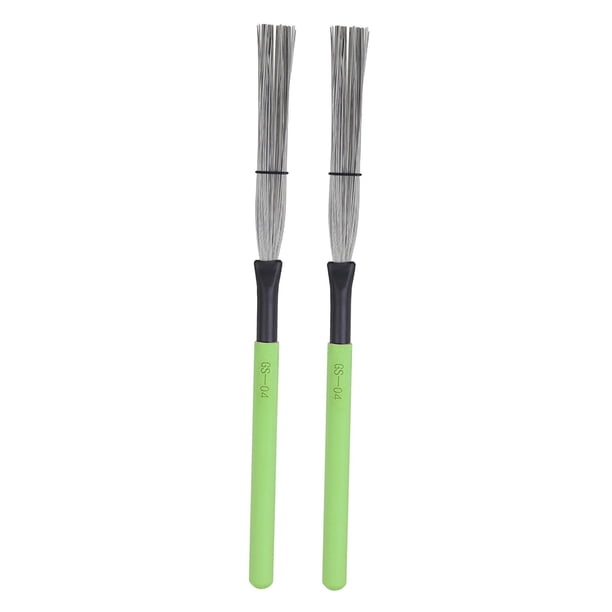 2 Cepillos de Tambor, Cepillos de Percusión, Accesorios de Percusión, Cepillos de Alambre Portátiles, Palos de Tambor, Cepillo para Kits de Batería, B Verde