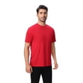 thumbnail image 3 of Zfeel Men's Dry Fit Short Sleeve Poly Shirt, Crewneck Comfortable Tee, Moisture Wicking, Red, M, 3 of 6