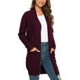 thumbnail image 2 of MLANM Essential Solid Open Front Long Knited Cardigan Sweater for Women, S Wine, 2 of 8