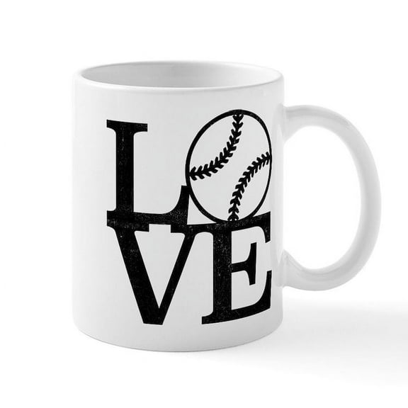 CafePress - Love Baseball - 11 oz Ceramic Mug - Novelty Coffee Tea Cup