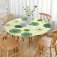 thumbnail image 3 of Green Tie Dye Fan Pattern Round Fitted Tablecloth with Elastic Edge,Dining Table Cover Waterproof,Outdoor Round Tablecloth for Camping,Dining,Indoor and Outdoor, 3 of 7
