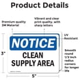 thumbnail image 2 of (2 Pack) Clean Supply Area OSHA Notice Sign 5 Inch X 3.5 Inch Vinyl Label Decal Sticker Weather Resistant, UV Protected for Workplace, Business, and Construction Site, Made in the USA, 2 of 7