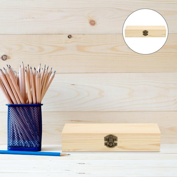 AURARMLET Pencil Storage Box Pen Box Wood 1Pcs 8.3X2.8X1.7In