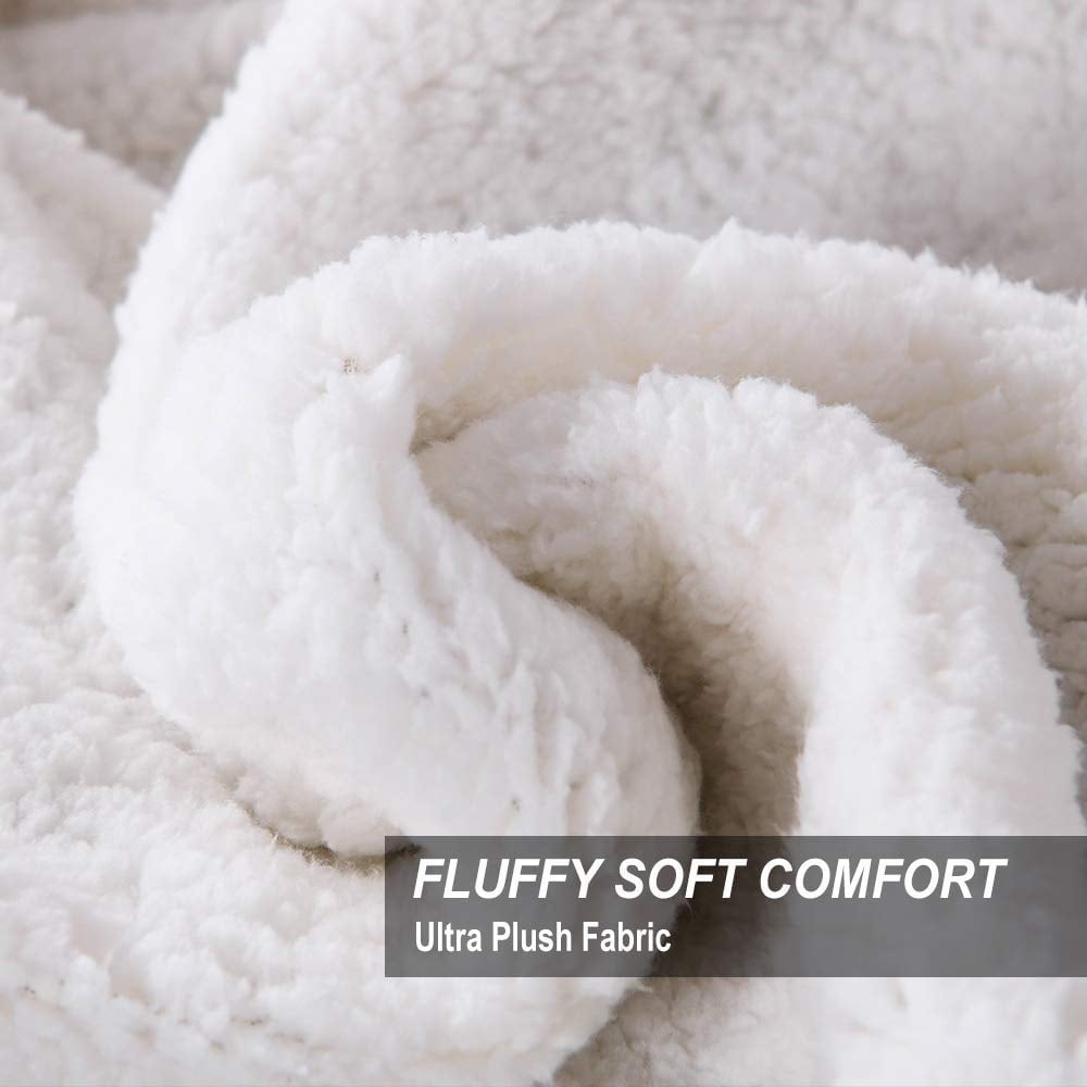 MOSHU Sherpa Bed Blankets Double Reversible Fluffy for Bed Warm Soft Twin Flannel Fleece Blankets