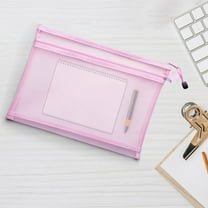 Luoshdecor Mesh Zipper Bags, Clear A6 Nylon Zip Pouch Pencil Case Storage Pockets for Travel, Office, Sticky Note