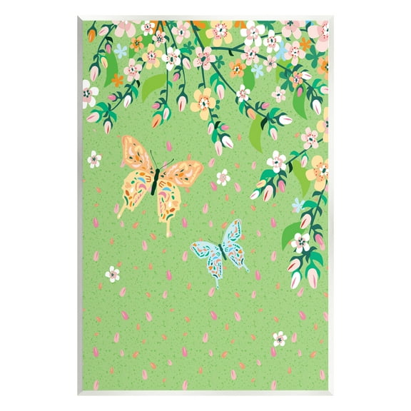 Stupell Industries Butterflies & Falling Petals Animals & Insects Painting Unframed Art Print Wall Art, 10 x 15