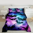 thumbnail image 2 of Manfei Spooky Bats King Size Comforter Sets,Happy Halloween Day Bedding Comforter Set,Purple Blue Ombre Bedding Set For Boys Kids,Luxury Bedroom Decor Reversible,3 Pieces, 2 of 8