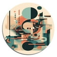 thumbnail image 2 of Designart "Elegance and Curve in Green Peach II" Minimalism Metal Round Wall Decor, 2 of 5