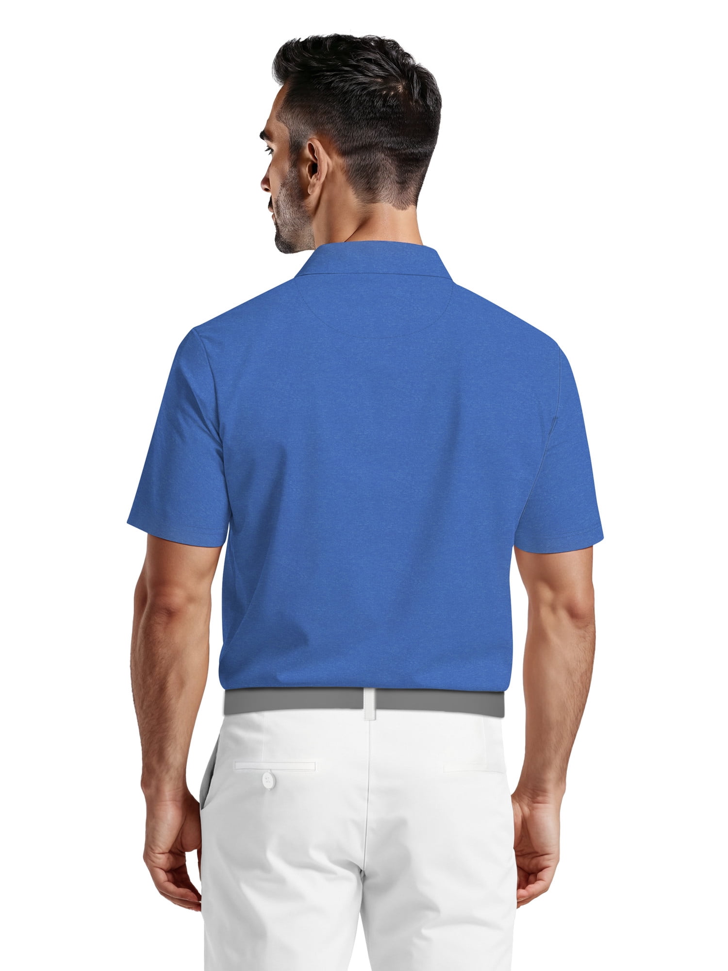 Ben Hogan Men's & Big Men's Performance Heather Chest Striped Print Short Sleeve Golf Polo Shirt, Sizes S-5XL