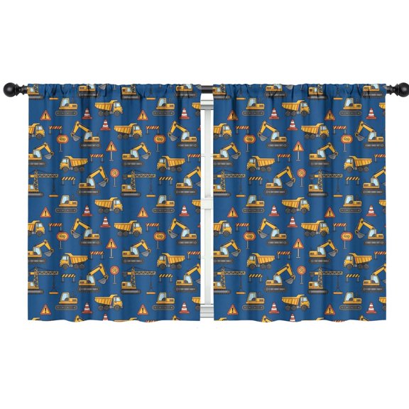 Blackout Kids Curtains,Cartoon Construction Vehicles Barriers Childrens Insulated Curtains Set Of 2,Bedroom Essentials,Toddler Room Decor 42"x54"