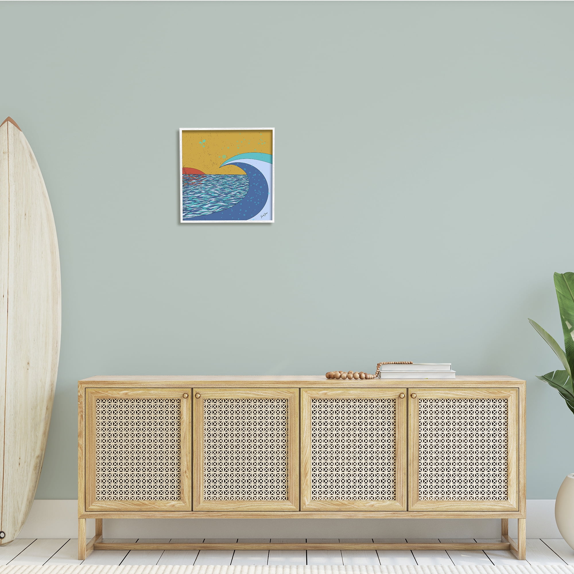 Stupell Industries Sunset Tidal Wave Busy Abstract Ocean Horizon Landscape, 17 x 17, Design by Trish Sierer