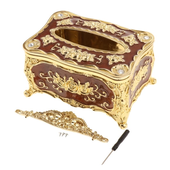 Caja de soporte de tejido Coche de oficina en hogar decorativo de europeo dorado