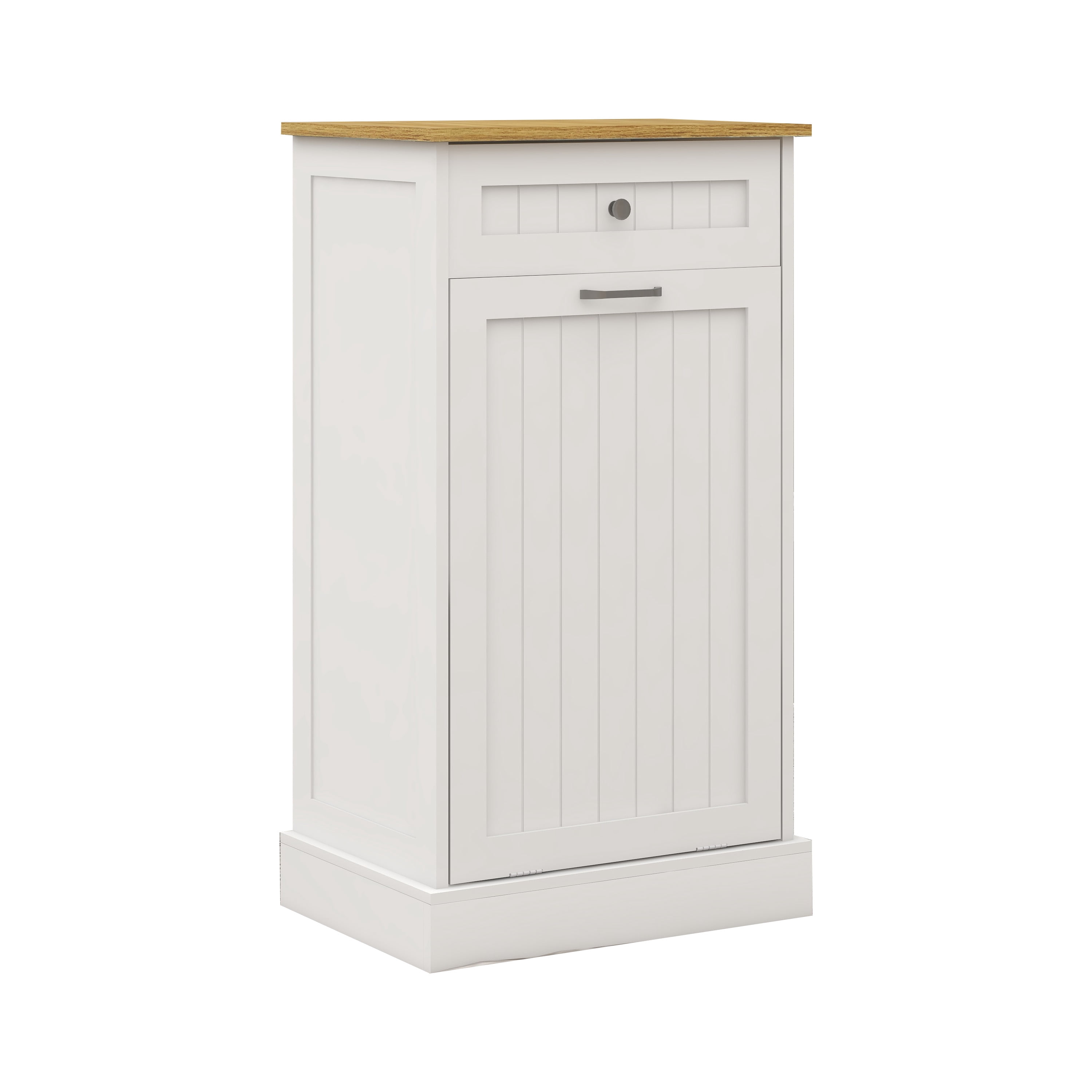 Aukfa Tilt Out Trash Cabinet,10 Gallons Freestanding Kitchen Trash Bin Cabinet,White