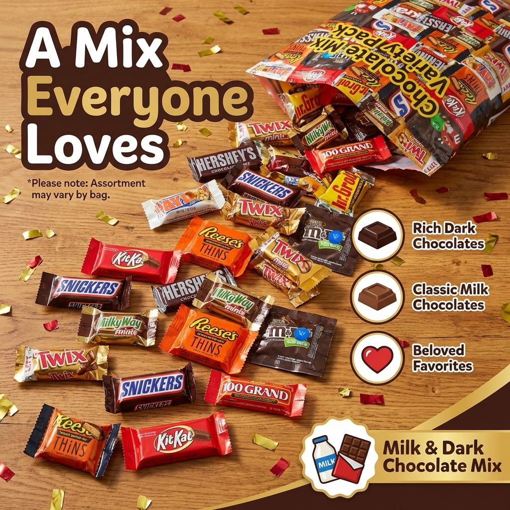 Chocolate Variety Pack, Assorted Individually Wrapped Candy-20 pound