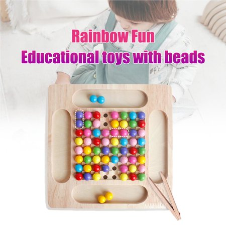 Rainbow Fun Wooden Clip Beads Toy Montessori girls beads toy for Puzzle ...