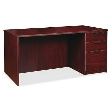 UPC: 0035255833318 | Lorell Prominence 2.0 Mahogany Laminate Box/Box/File Right-Pedestal Desk – 3-Drawer 1  Top  72  x 36  x 29  – 3 x File Drawer(s)  Box Drawer(s) – Single Pedestal on Right Side – Band Edge – Material: