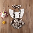 thumbnail image 1 of Newborn Baby Girls Leopard Ruffles Romper Bodysuit Jumpsuit + Headband Clothes Outfits Set 0-24M, 1 of 4