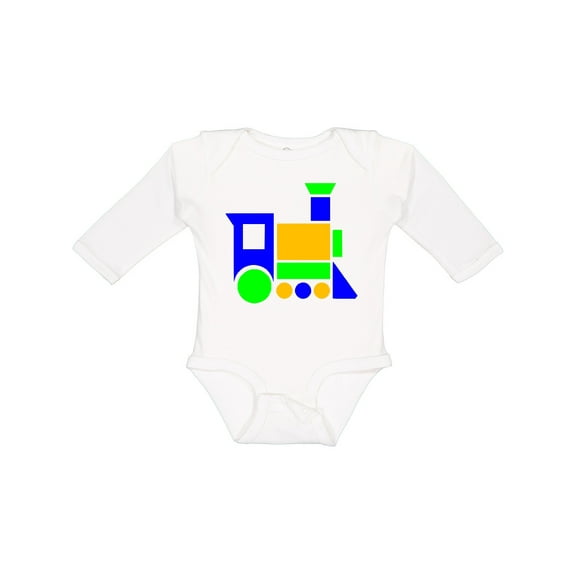 Inktastic Cute Colorful Train Boys or Girls Long Sleeve Baby Bodysuit