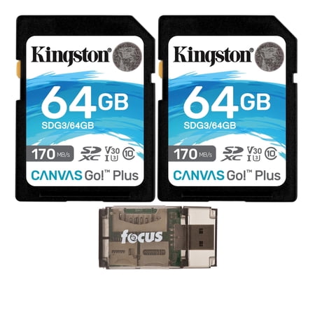 UPC: 0196271928720 | Kingston 64GB SDXC Canvas 170MB/s Read Memory Card (2-Pack)  USB Card Reader