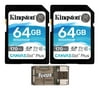 Kingston 64GB SDXC Canvas 170MB/s Read Memory Card (2-Pack), USB Card Reader