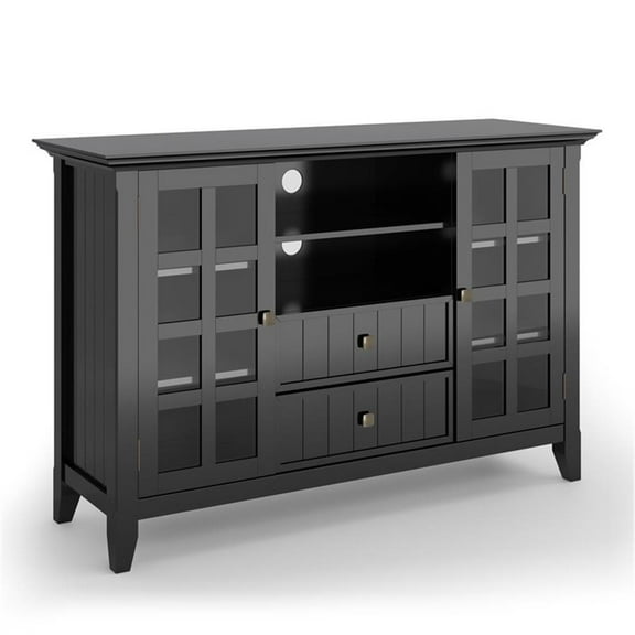 Trent Home Wood 53" Transitional TV Media Stand in Black For TVs up to 60"