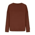 thumbnail image 4 of Women Sweatshirt Oversized New Sweatshirt for Women Crewneck Pullover Solid Color Oversized Tops Casual Long Sleeve Shirts Fall Outfits Brown L, 4 of 5