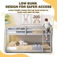 thumbnail image 5 of Twin over Twin Bunk Bed, Sesslife Low Floor Wood Bunk Bed Frame with Guardrails and Ladder, Space Saving Bunk Bed for Bedroom, No Box Spring Needed, Gray, 5 of 9