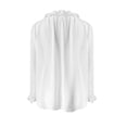 thumbnail image 5 of YVNAURA Womens V Neck Pleated Blouse Bell Sleeve Top For Women Long Sleeve Button Down Collared Shirt Office Work Business Casual Blouse Spring Fall, White,L, 5 of 5
