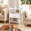 thumbnail image 3 of Atilioo Nightstand Set of 2 with Charging Station, Adjustable Fabric Drawer Bedside Table, 3-Tier Storage End Table for Living Room Bedroom, White, 3 of 10