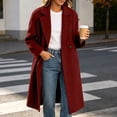 thumbnail image 4 of Smsaxvxz Women’s Notched Lapel Double Breasted Pea Coat Long Coats Fall Winter Jackets 2026 Wine 2XL, 4 of 9