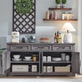 thumbnail image 5 of PurelyGoods 66" Large Buffet Sideboard Cabinet with 4 Doors and 3 Drawers, Buffet Table Coffee Bar Wine Bar Storage Cabinet for Dining Room, Living Room, Weatherworn Grey, 5 of 12