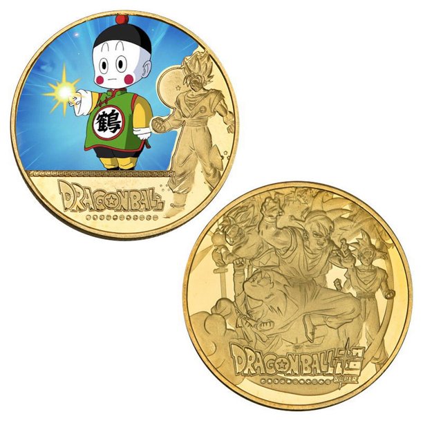 Moneda de oro bañada en oro de Dragon Ball, Son Goku, Vegeta, monedas conmemorativas, colección de periféricos de anime clásicos para niños, juguetes de recuerdo