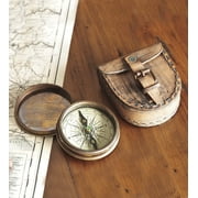 Antiqued Brass Poem Compass with Leather Case
