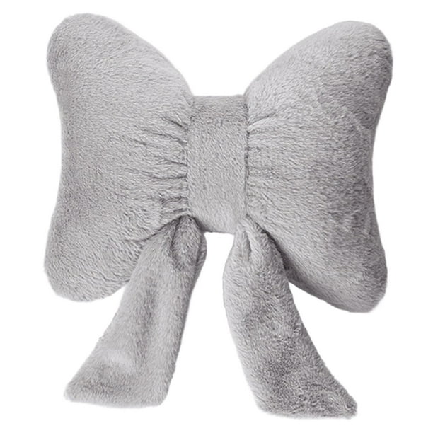 Cojín decorativo de peluche con lazo, moderno cojín para sofá, asiento suave, decoración del hogar, 41 cm Gris
