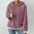 thumbnail image 7 of Womens Fashion Tops Hoodies Solid Plush Spliced Hooded Thickened Jacquard Long Sleeve Sweater Coat Top Polyester Pink Size S-5Xl Fall Sweatshirts For Women, 7 of 7