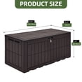 thumbnail image 3 of Dextrus Coffre de Terrasse en Résine Étanche de 110 Gallons, Bac de Rangement Extérieur Verrouillable Brun Foncé, Banc Robuste pour 2 Personnes pour Coussins de Patio, Outils de Jardin, Accessoires de Piscine et Essentiels Quotidiens d'Extérieur, 3 of 7