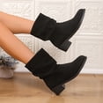 thumbnail image 5 of WAVSUF Mid Calf Boots for Women's Round Toe Wide Width Side Zip Winter Daily Slouch Boots Black Size 5.5, 5 of 7