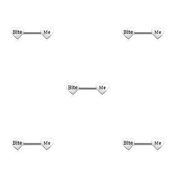 Qarigey Anillos para pezones, accesorio de joyería para mujer, hermosa decoración de Piercing, Piercings para el cuerpo con barra en forma de corazón Plata Mords moi 5piezas Qarigey CBP223664
