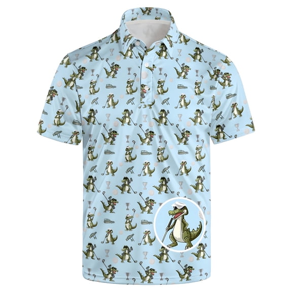 CONROSES Mens Short Sleeve Polo Shirts Funny Graphic Collared Polo Shirt for Men Casual Golf Shirts