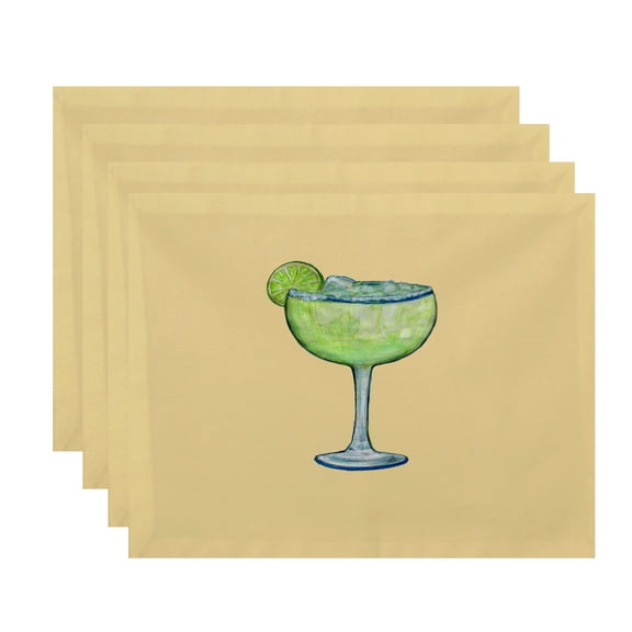 Simply Daisy, 18 x 14 Inch Margarita Plain Geometric Print Placemat (set of 4), Yellow