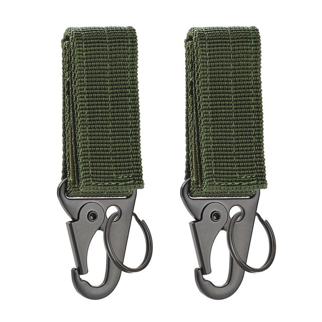 Escalada 2 hebillas de gancho para colgar en la cintura para acampar al aire libre (verde militar)