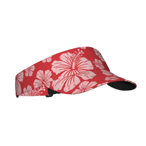 Vsdgher Red Hibiscus Flower Print Adult Sunscreen Visor Cap,1 Piece of Sport Sun Visor Hats Adjustable Sun Hat for Outdoor Activities Fits for Women and Men (One Size)