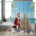 thumbnail image 2 of Christmas Santa Claus Bathroom Shower Curtain Abstract Santa Claus Building Sand Castle on Ocean Beach Waterproof Washable Shower Curtains for Bathtub Bath Decor with Grommets and Hook 66 X 72 Inch, 2 of 8