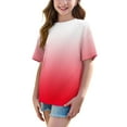 thumbnail image 5 of Sentuca Girls Shirts Casual Crew Neck Gradient Graphic Tees Short Sleeve Tops for Summer Kids Clothes Size 12, 5 of 7