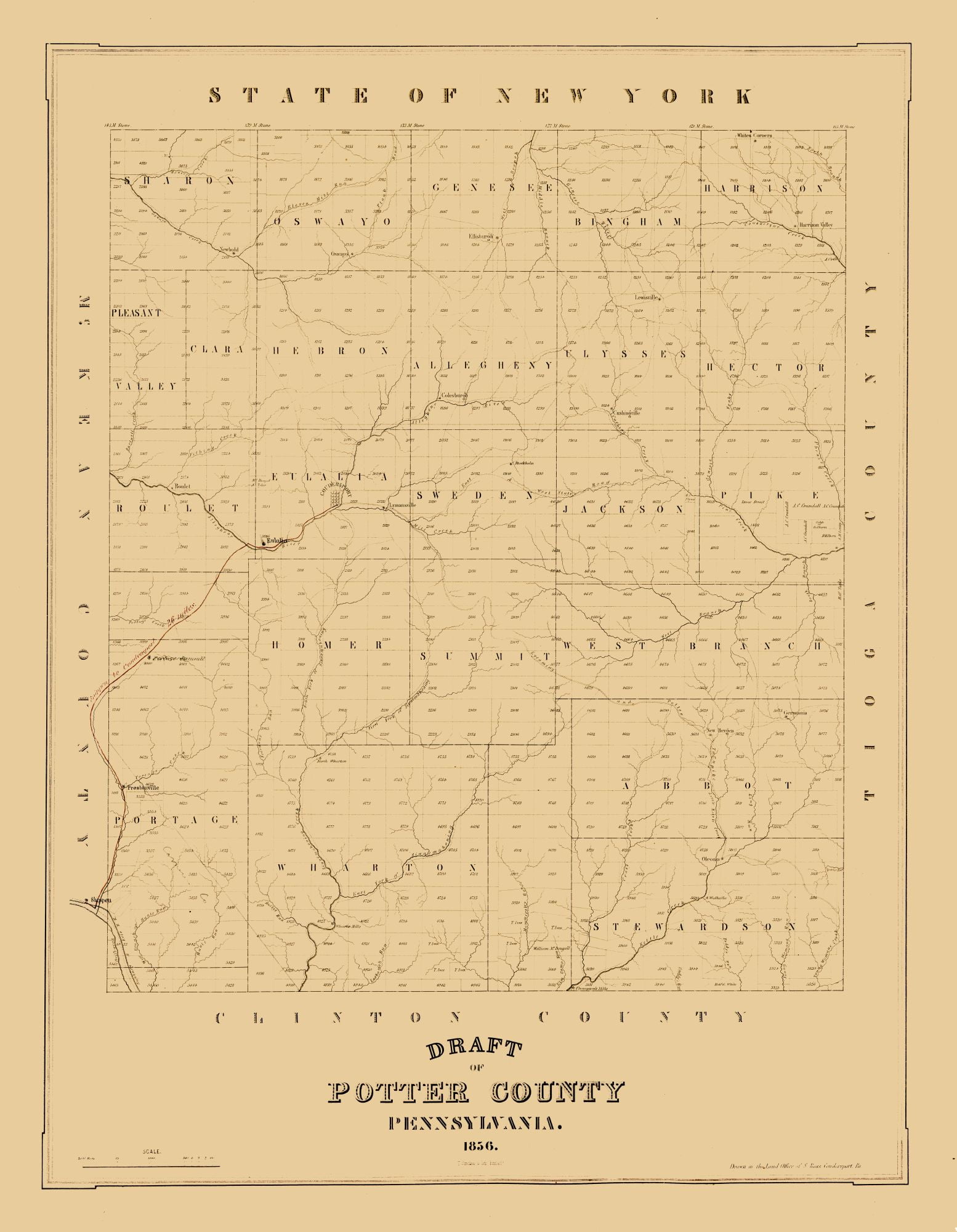 Potter County Pennsylvania 1856 23 x 29.61
