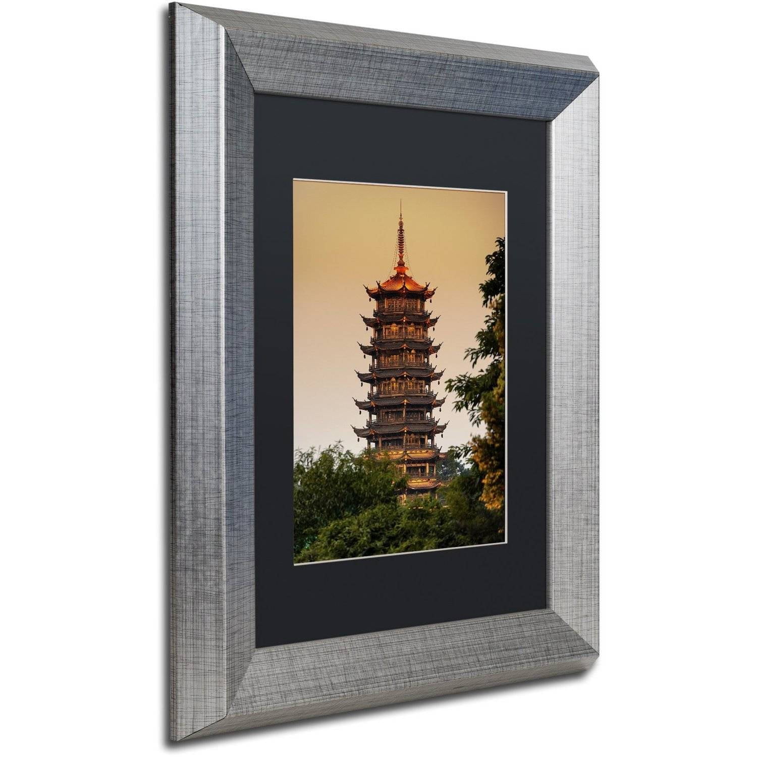 Trademark Fine Art "Light Pagoda" Canvas Art by Philippe Hugonnard, Black Matte, Silver Frame