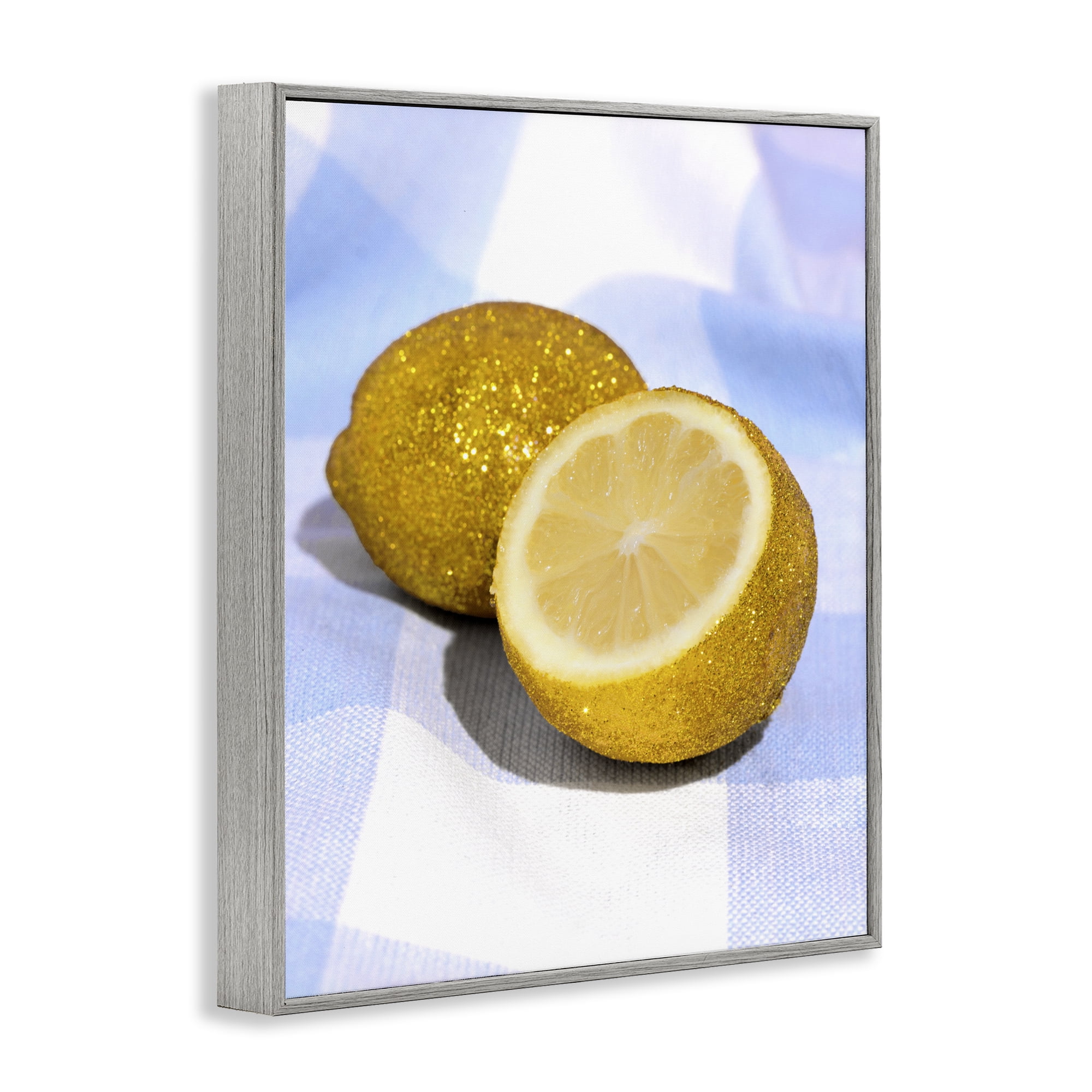 Stupell Industries Glimmer Lemon on Blue Gray Framed Giclee Art, design by LISH Creative